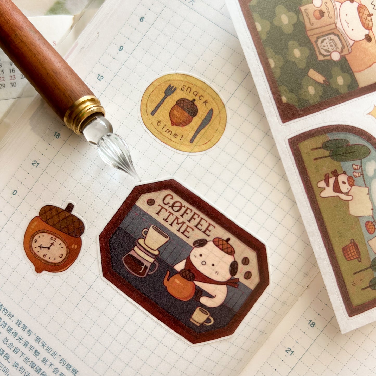 Acorn Dog's Daily Life Washi Sticker Sheet