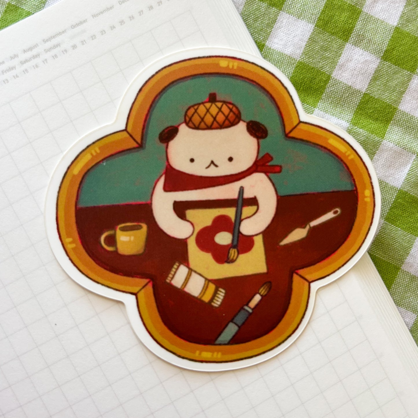 Acorn Dog Painting Time Vinyl Sticker