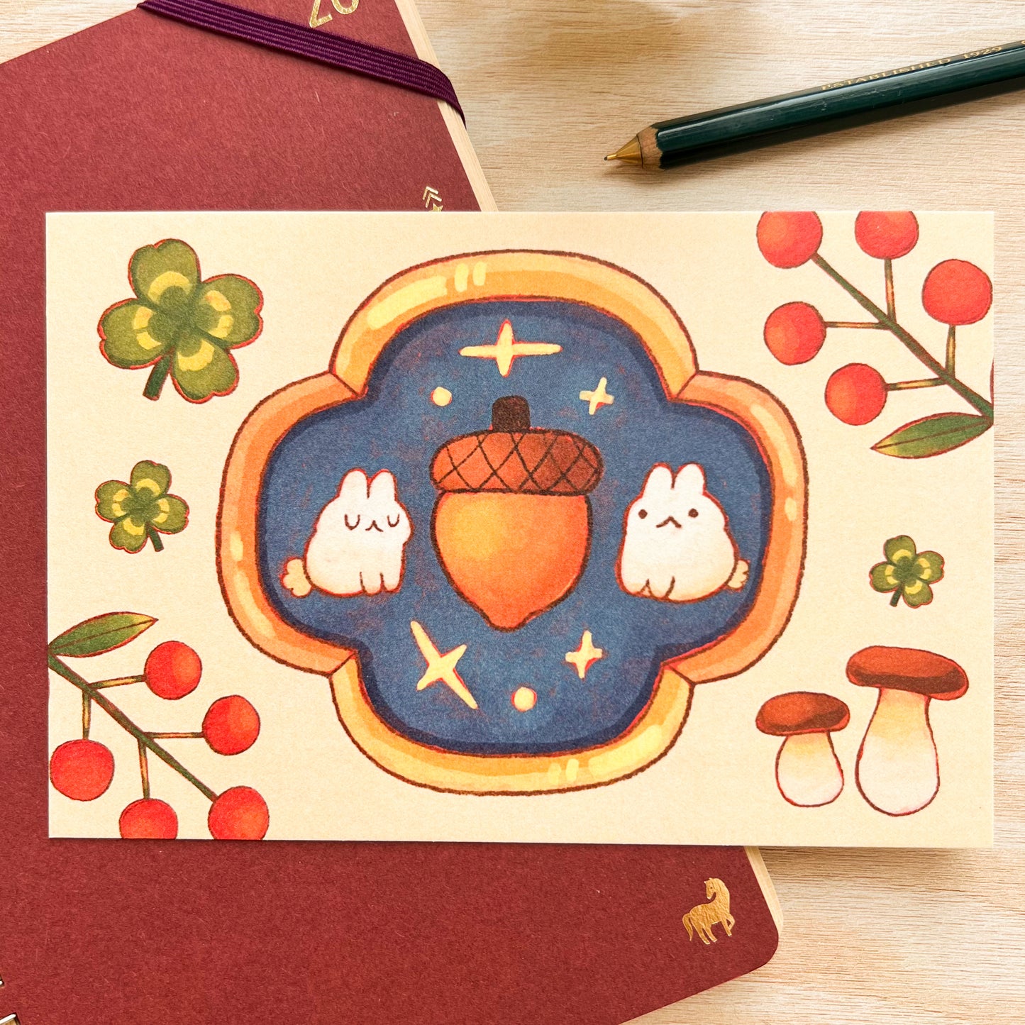 Acorn and Bunnies Art Frame Postcard