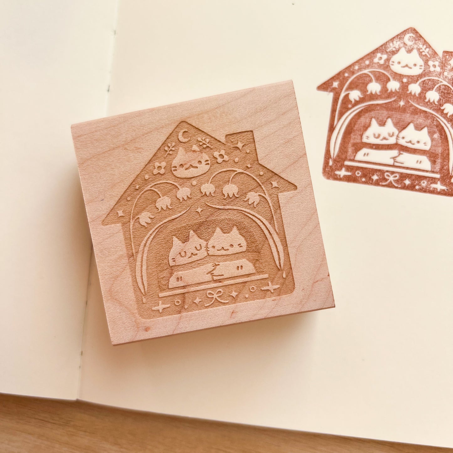 Cat Home Rubber Stamp