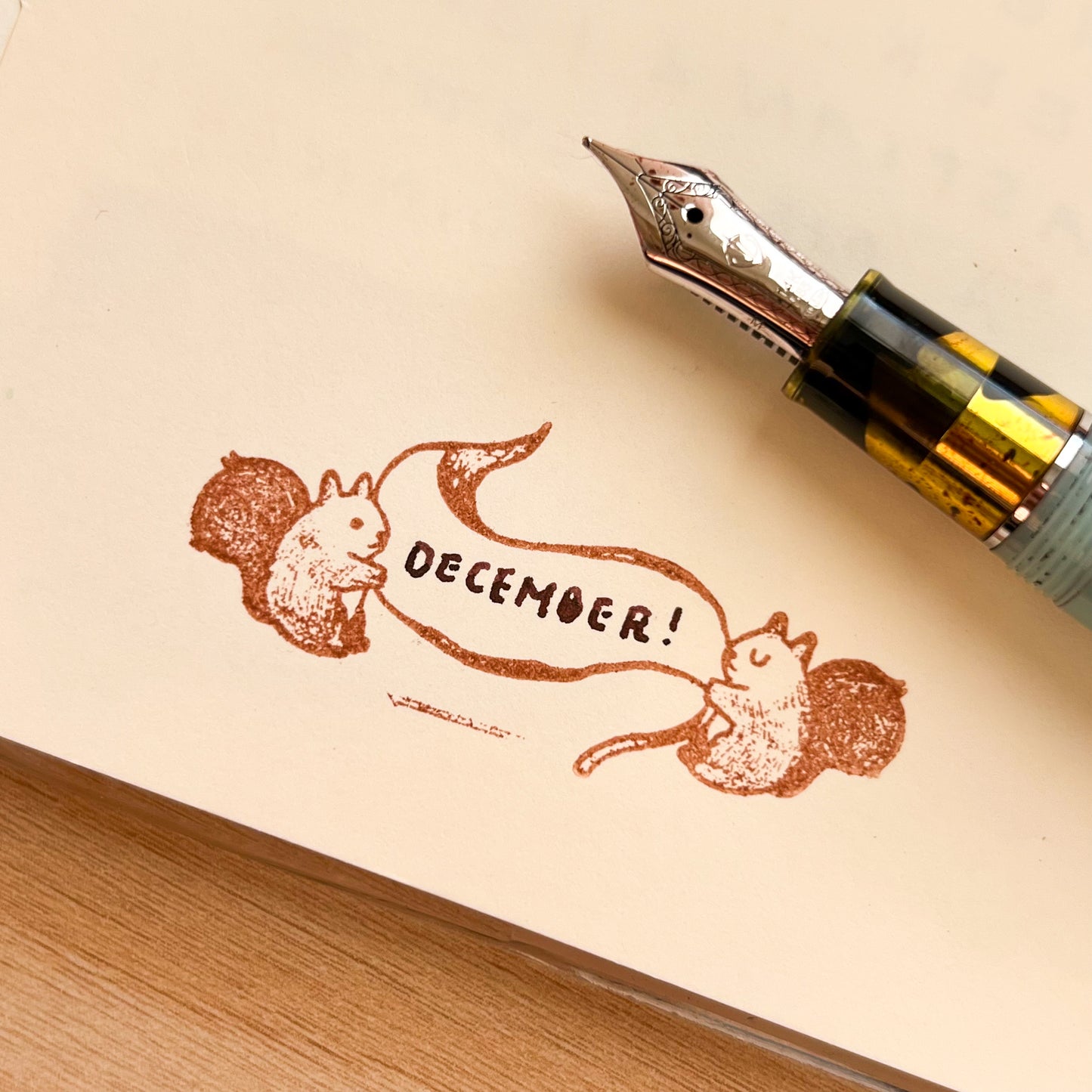 Squirrel Banner Rubber Stamp