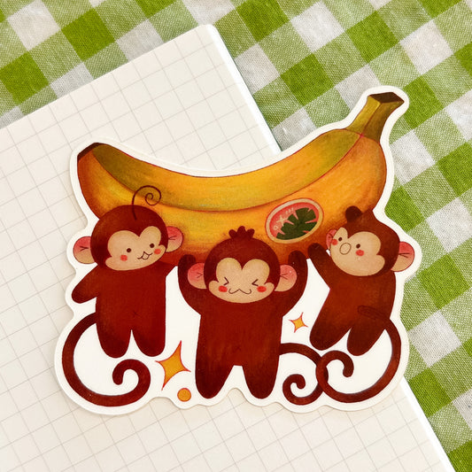 Triple Monkey Power Vinyl Sticker
