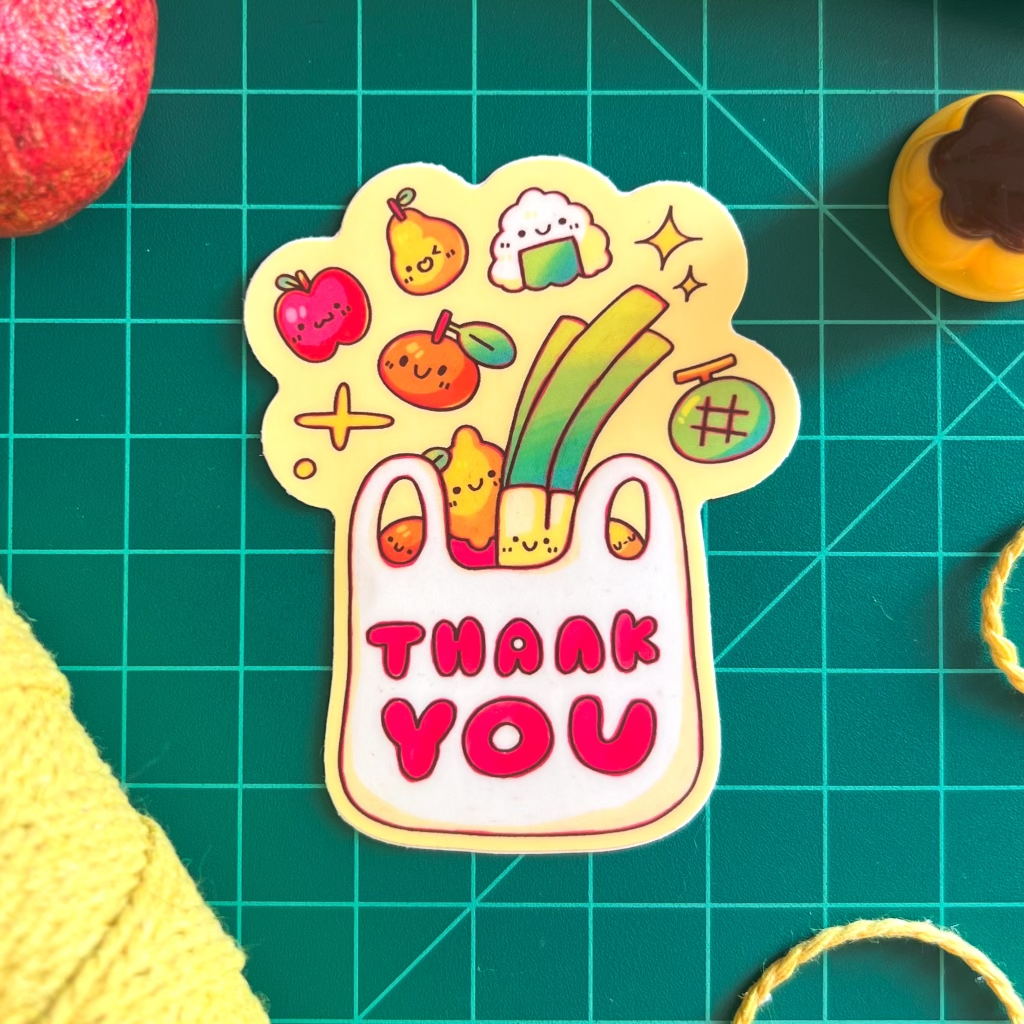 Thank You Grocery Bag Sticker