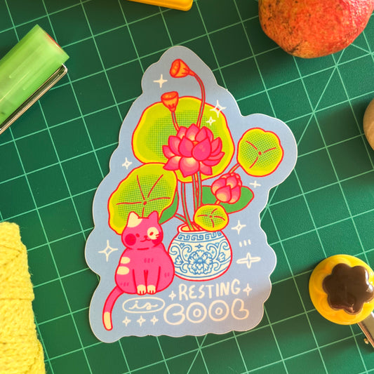 Cat and Lillies Sticker