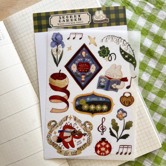Secret Garden Washi Sticker Sheet
