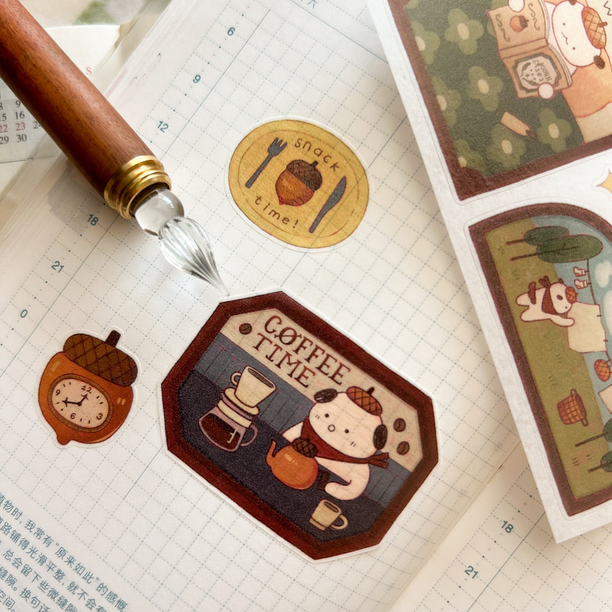 Acorn Dog's Daily Life Washi Sticker Sheet
