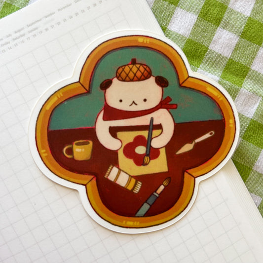 Acorn Dog Painting Time Vinyl Sticker