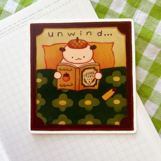 Unwind Time for Acorn Dog Vinyl Sticker