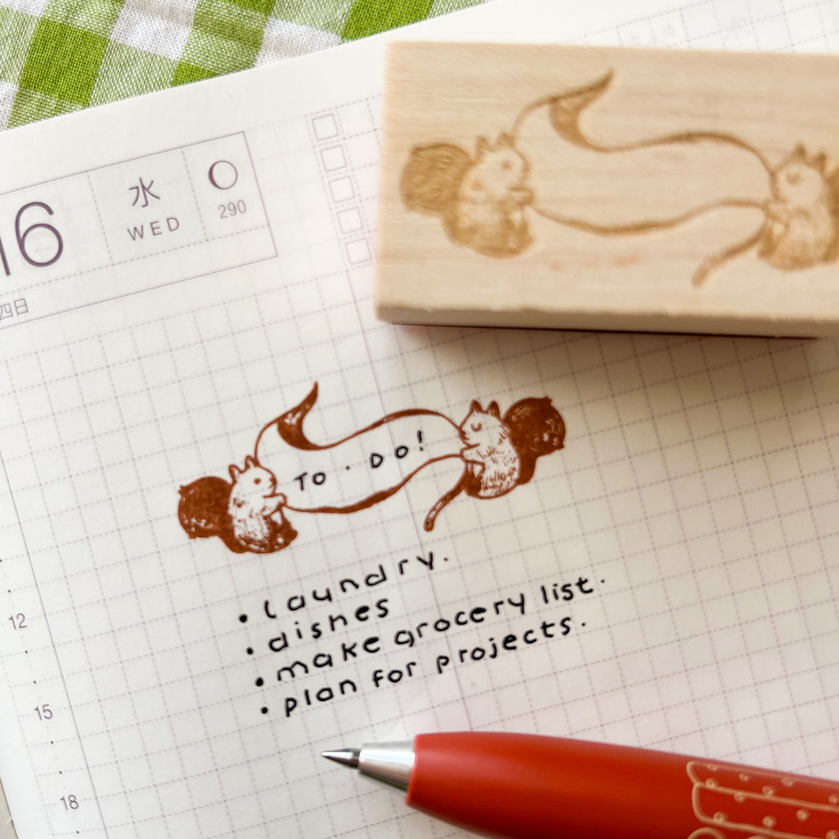 Squirrel Banner Wooden Stamp
