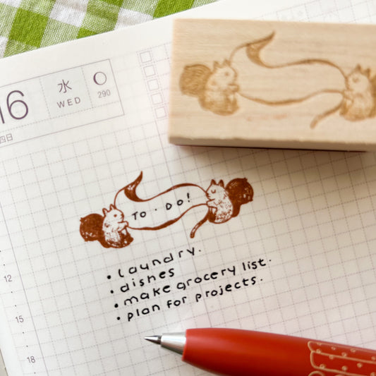 Squirrel Banner Wooden Stamp