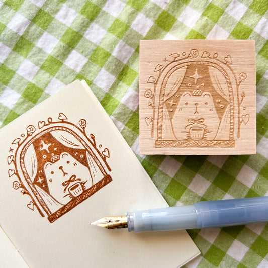 Tea For Bear Wooden Stamp